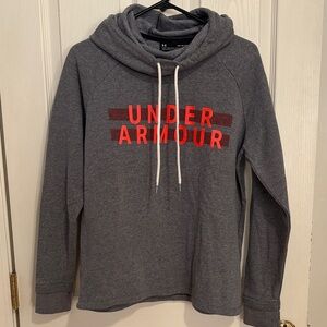 Under Armour Dark Gray Hoodie Sweatshirt with Bright Orange Logo